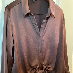 Express Satin Tie Front Portofino shirt.